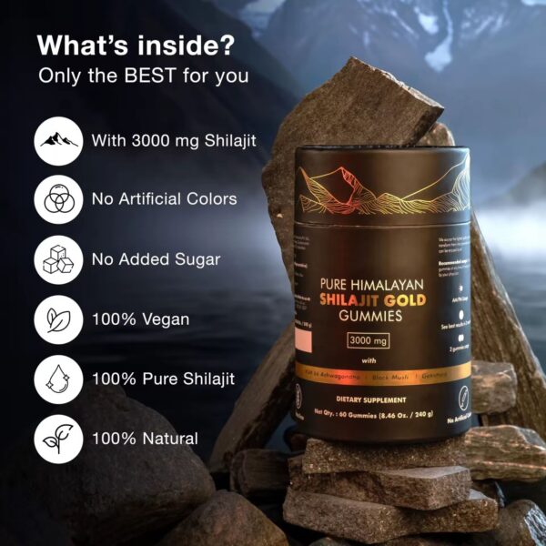 Shilajit Gold Gummies – Complément Alimentaire 3000mg (60 Gummies) – Image 3