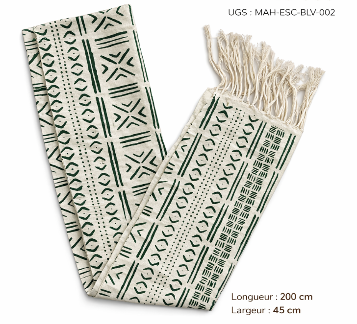 Écharpe Maham Blanche à Motifs Verts