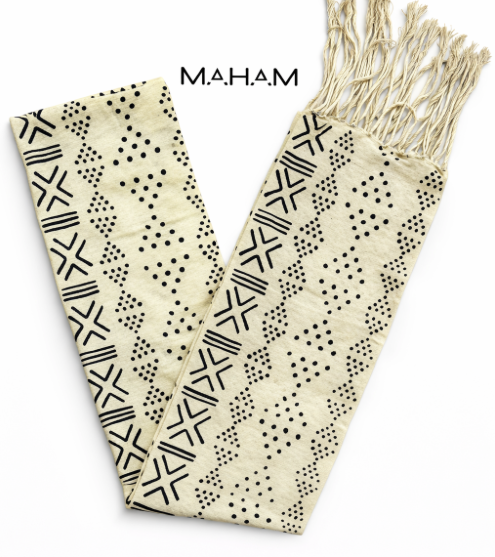 Écharpe Maham Beige à Motifs Noirs